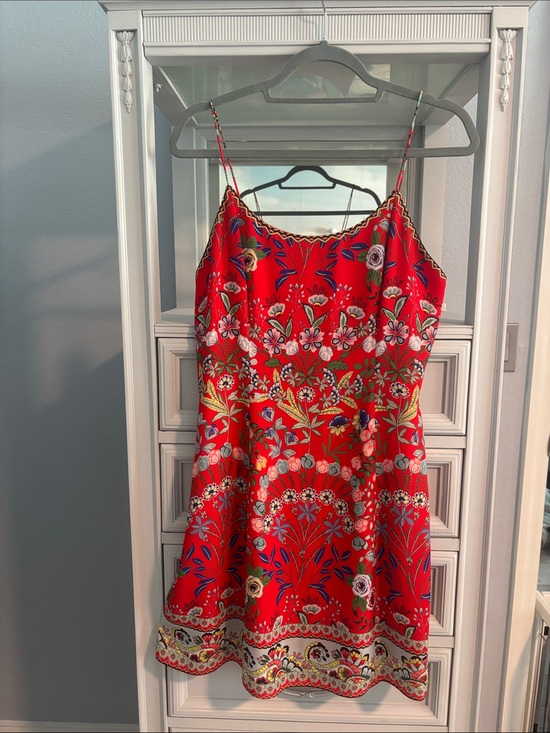 Alice + Olivia Dresses & Skirts - Alice + Olivia Red Floral Embroidered Slip Dress